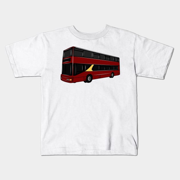 Double-decker bus cartoon illustration Kids T-Shirt by Miss Cartoon